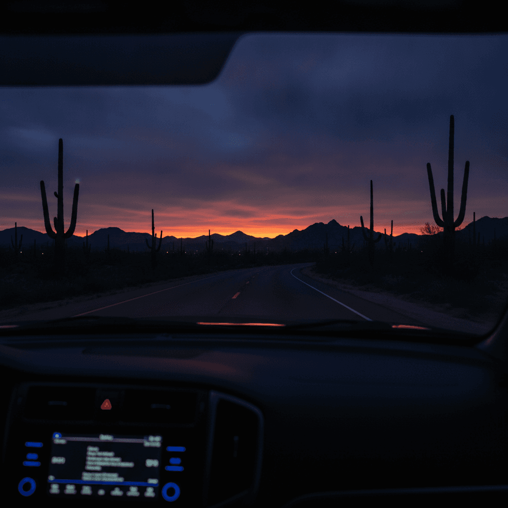 Tempe, Arizona at blue hour — mobile auto glass service