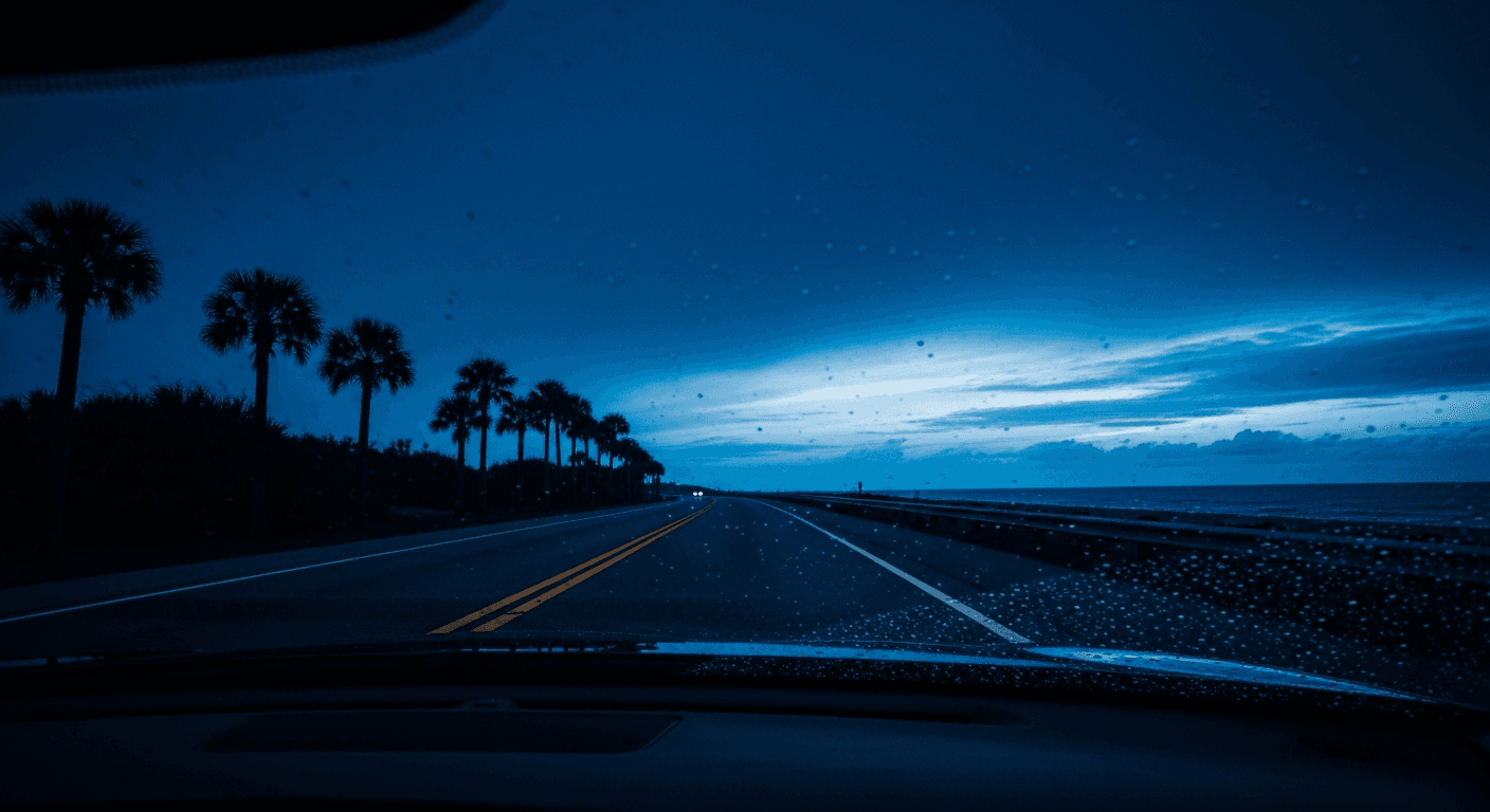 Cocoa Beach, Florida at blue hour — mobile auto glass service